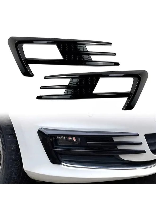 غطاء زينة مصباح الضباب الأسود اللامع لفولكس فاجن جولف 7 موديل MK7 GTI 2014-2017، زوج غطاء شبكة المصد الأمامي - Image 4
